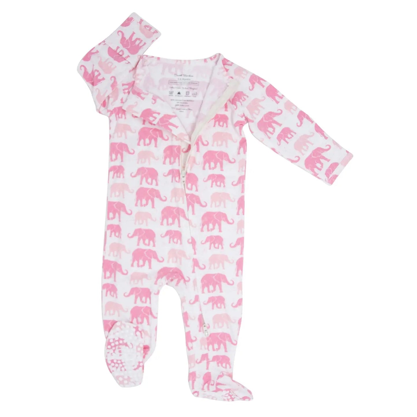 Girls/floral Bamboo Zipper Footie