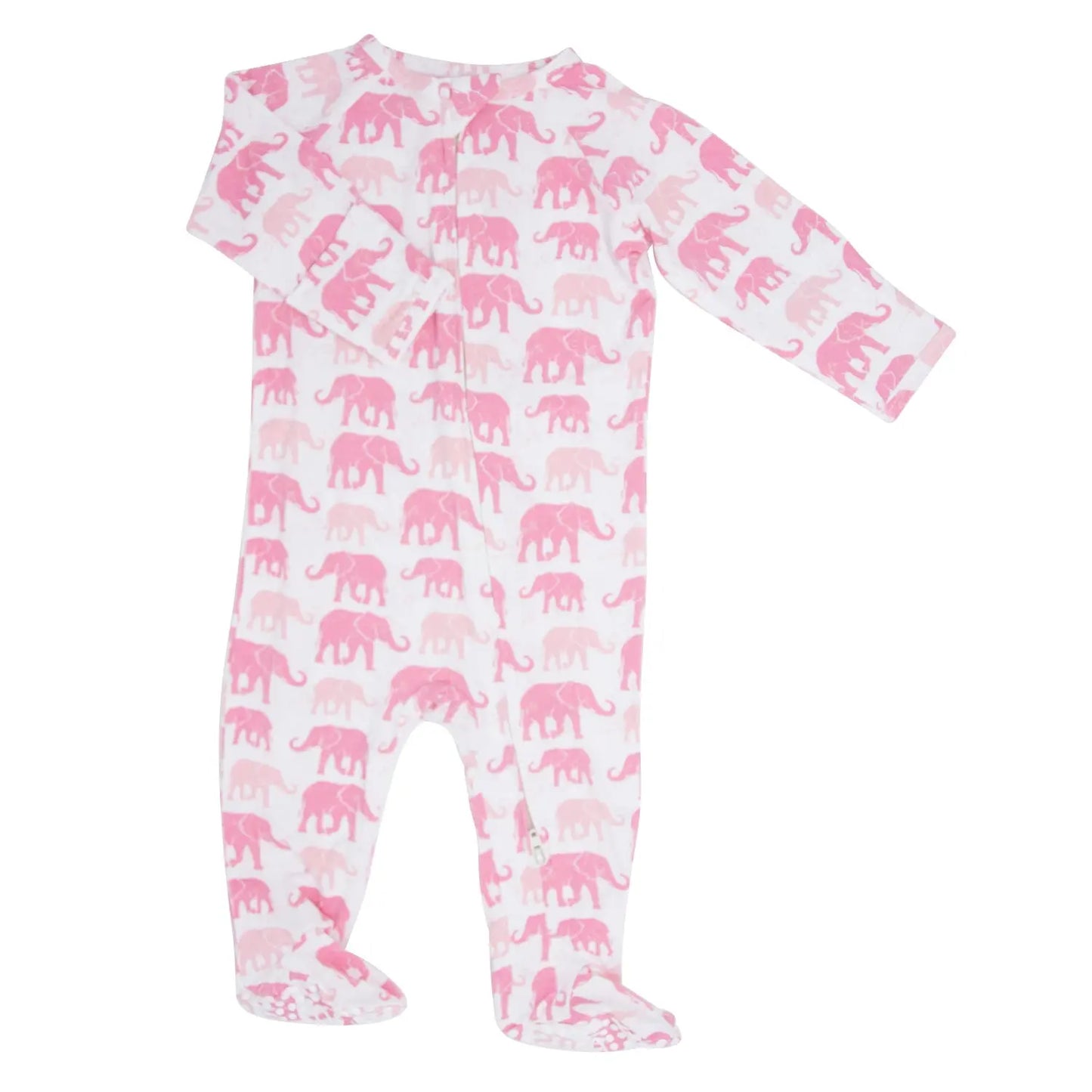 Girls/floral Bamboo Zipper Footie